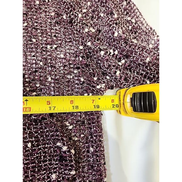 KEREN HART Tan-Open-weave, textured look w/Asymmetrical lower edge Cardigan-XL - Picture 13 of 14